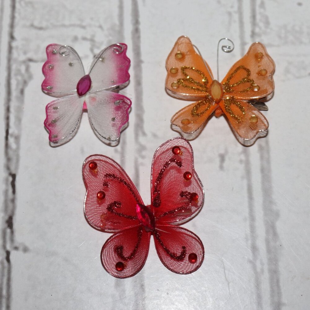 🦋 Retro Butterfly Hair Clips · 2.25" Tall · Set of 3